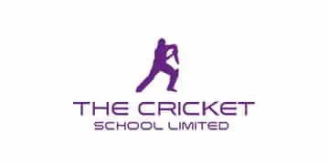 Cricket Coaching Mat Logo for The Cricket School Limited, purple player silhouette and mat design, bold text—perfect for practise gear.